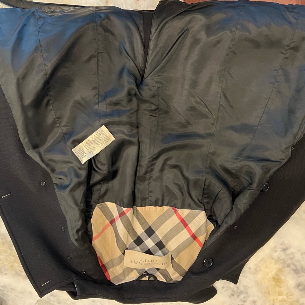 Burberry Black Double-Breasted Wool Coat S Great Condition - Picture 3 of 4